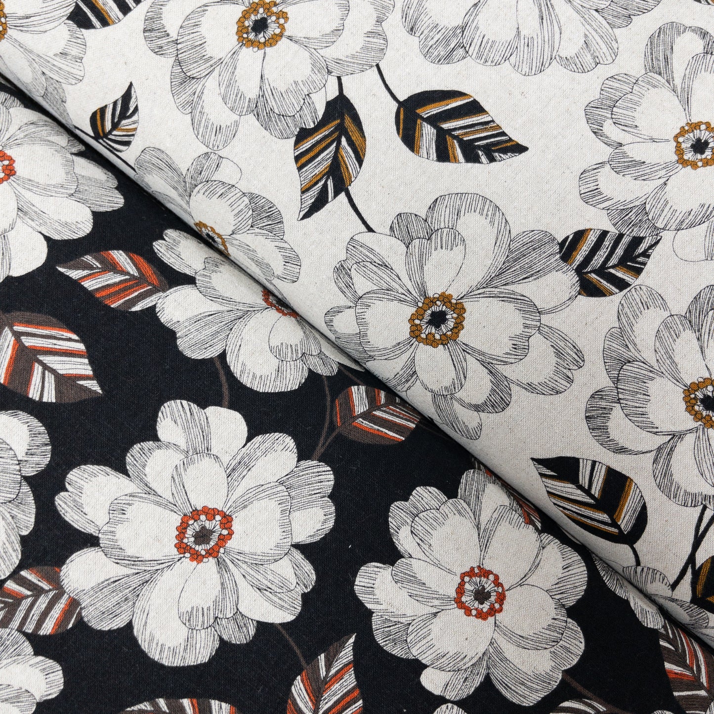 Japan | flowers 鋼筆線條大花 | cotton linen 棉麻