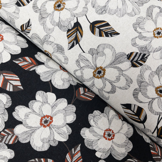 Japan | flowers 鋼筆線條大花 | cotton linen 棉麻