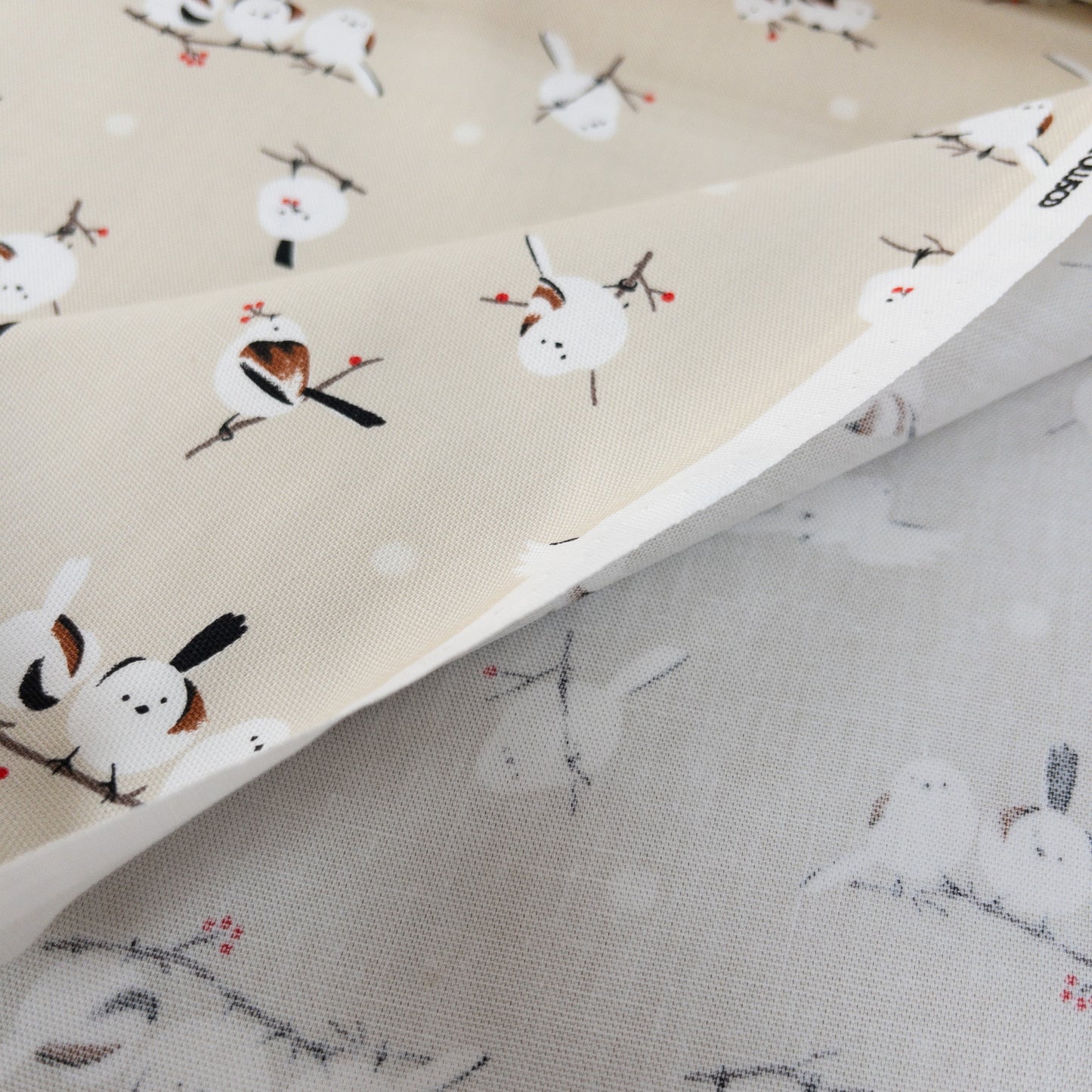 Japan | long-tailed tit 北海道小鳥「雪之妖精」 | cotton printed oxford 純棉