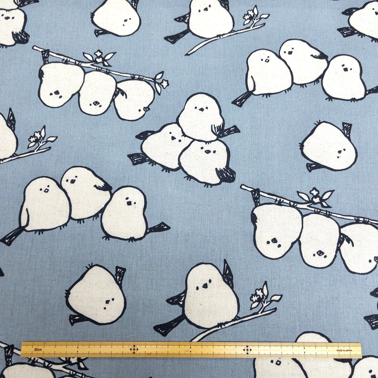 Japan | long-tailed tit 北海道小鳥「雪之妖精」 | cotton linen printed canvas 棉麻