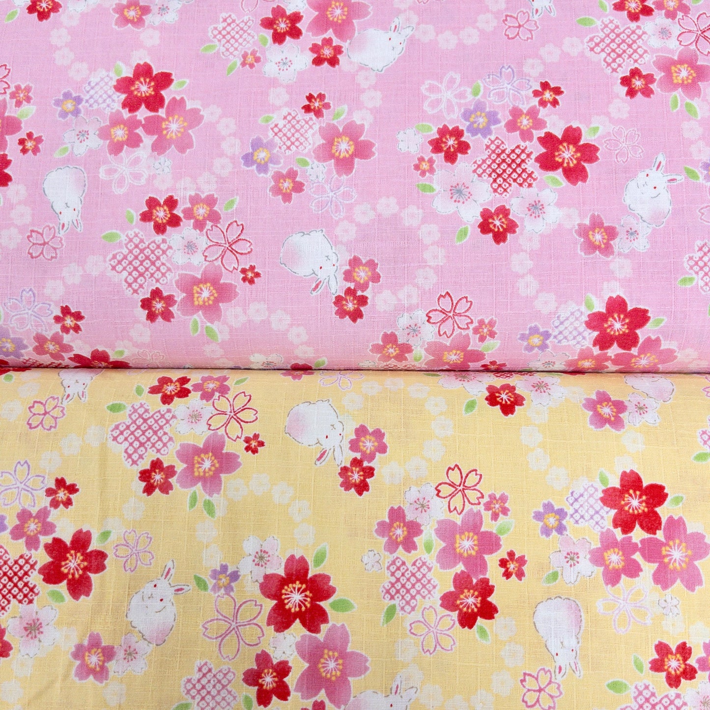 Japan | Sakura bunny 櫻花白兔竹節棉 | cotton printed dobby 竹節棉