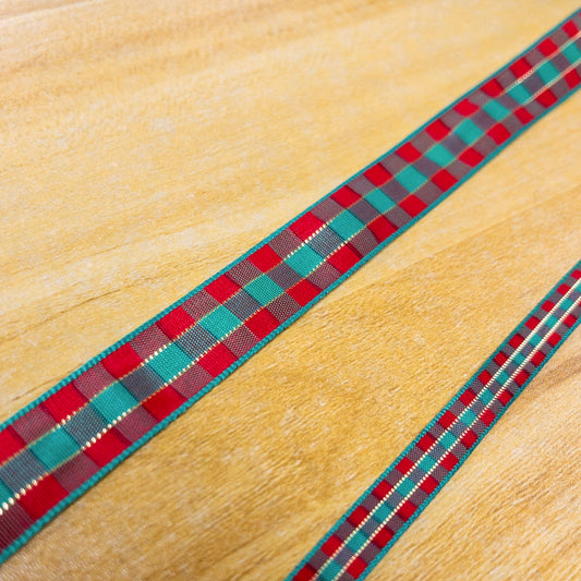 ribbon 絲帶 | red & green checkered 紅綠正方格 7mm 15mm