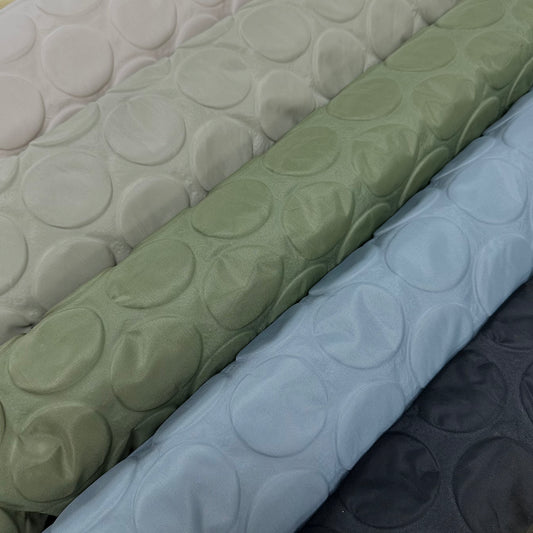 Japan | solid 純色 | Round polka dot nylon water-repellent 圓形波點凹凸坑紋 薄尼龍防潑水布