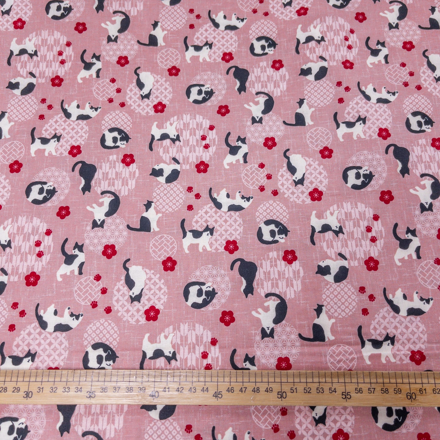 Japan | tuxedo cat sakura 黑白貓櫻花 | cotton printed sheeting 純棉