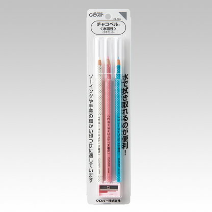 Clover water erasable pencil set 布用水消劃粉筆3色連筆刨