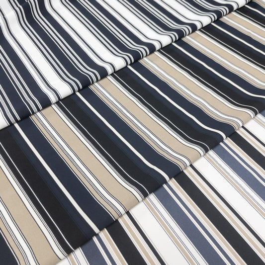 Japan | stripes 間條 | polyester cotton white dyed twill 雙面輕微彈性斜紋布