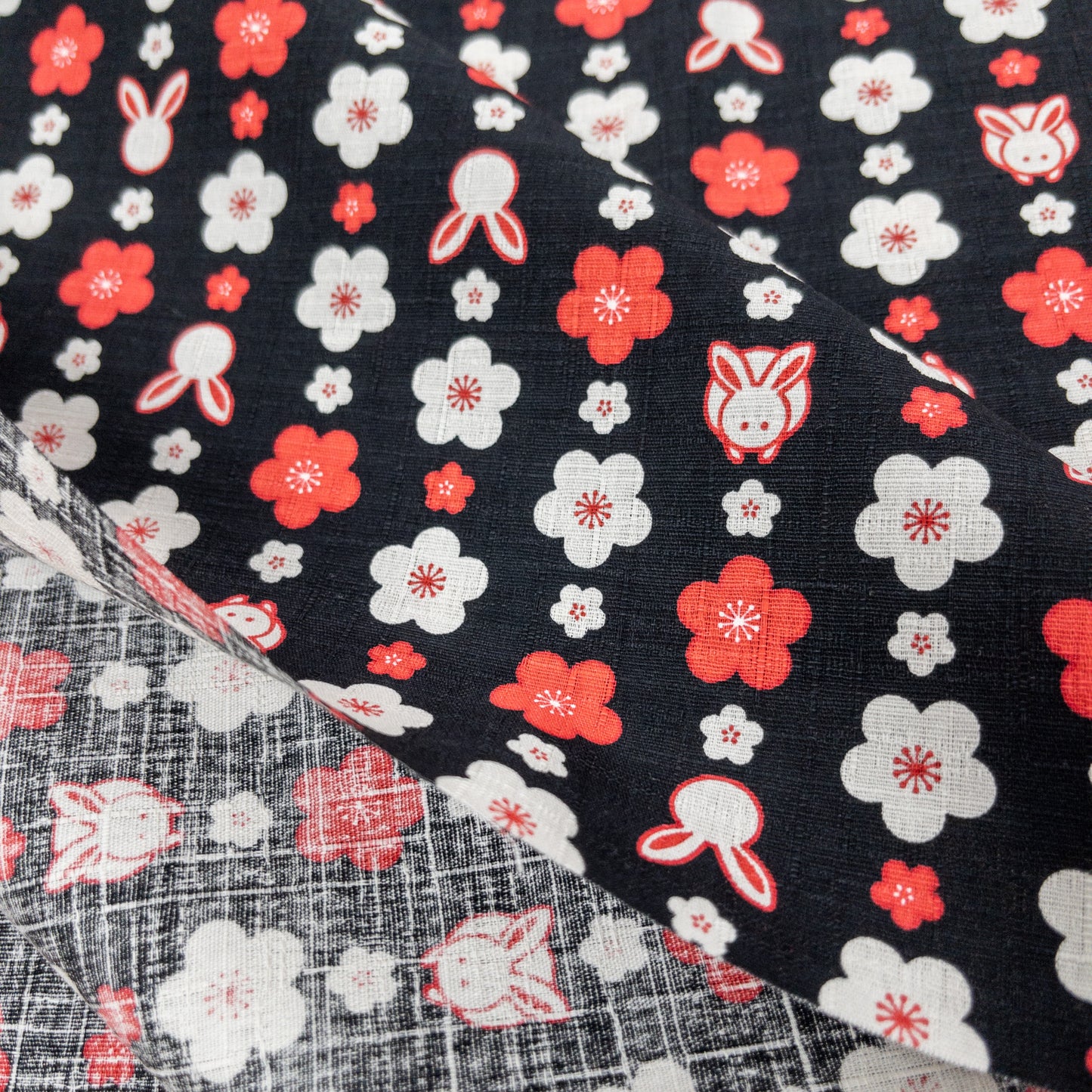 Japan | 和風兔兔櫻花 | cotton printed dobby 純棉竹節
