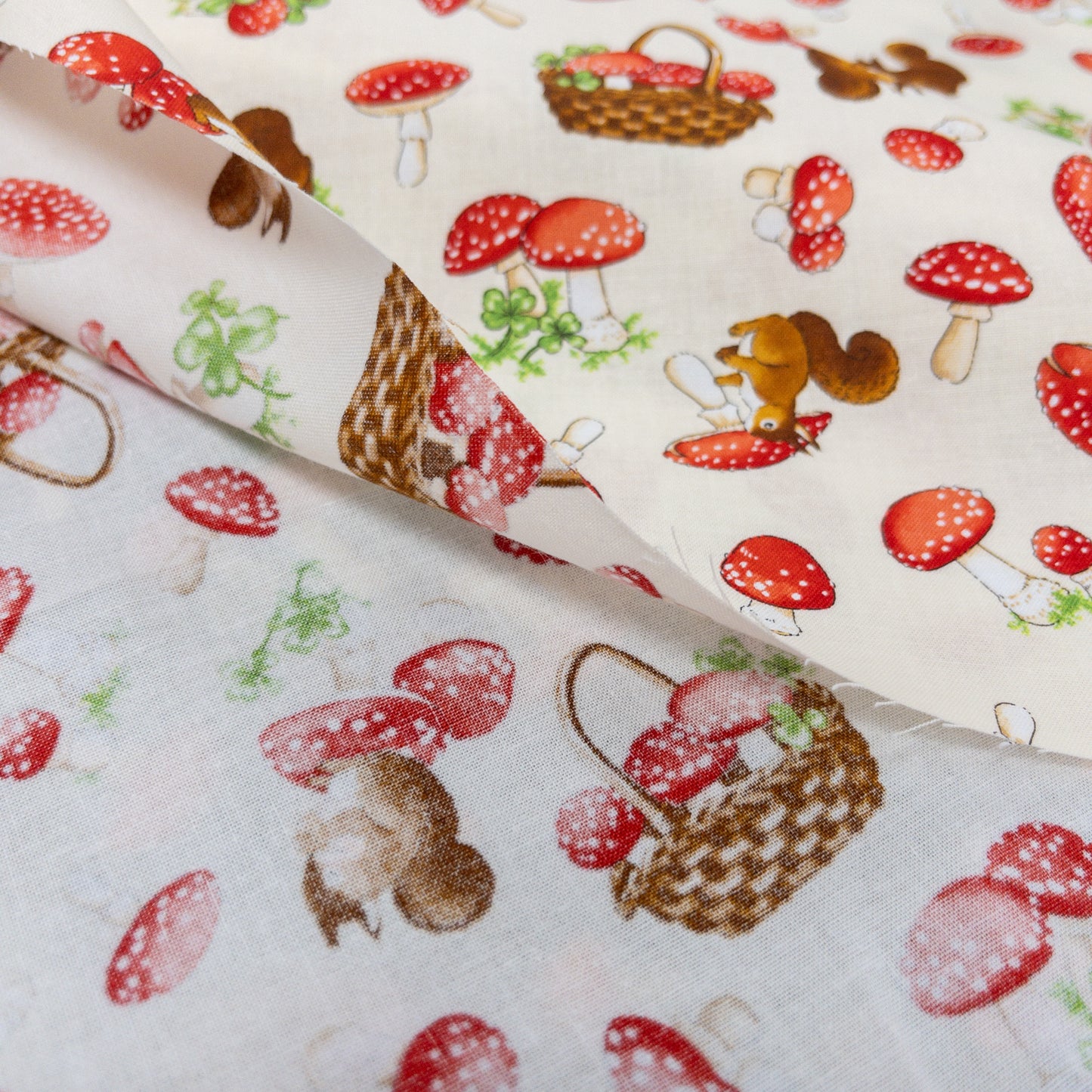 Japan | mushroom & squirrel 蘑菇松鼠 | cotton printed sheeting 純棉