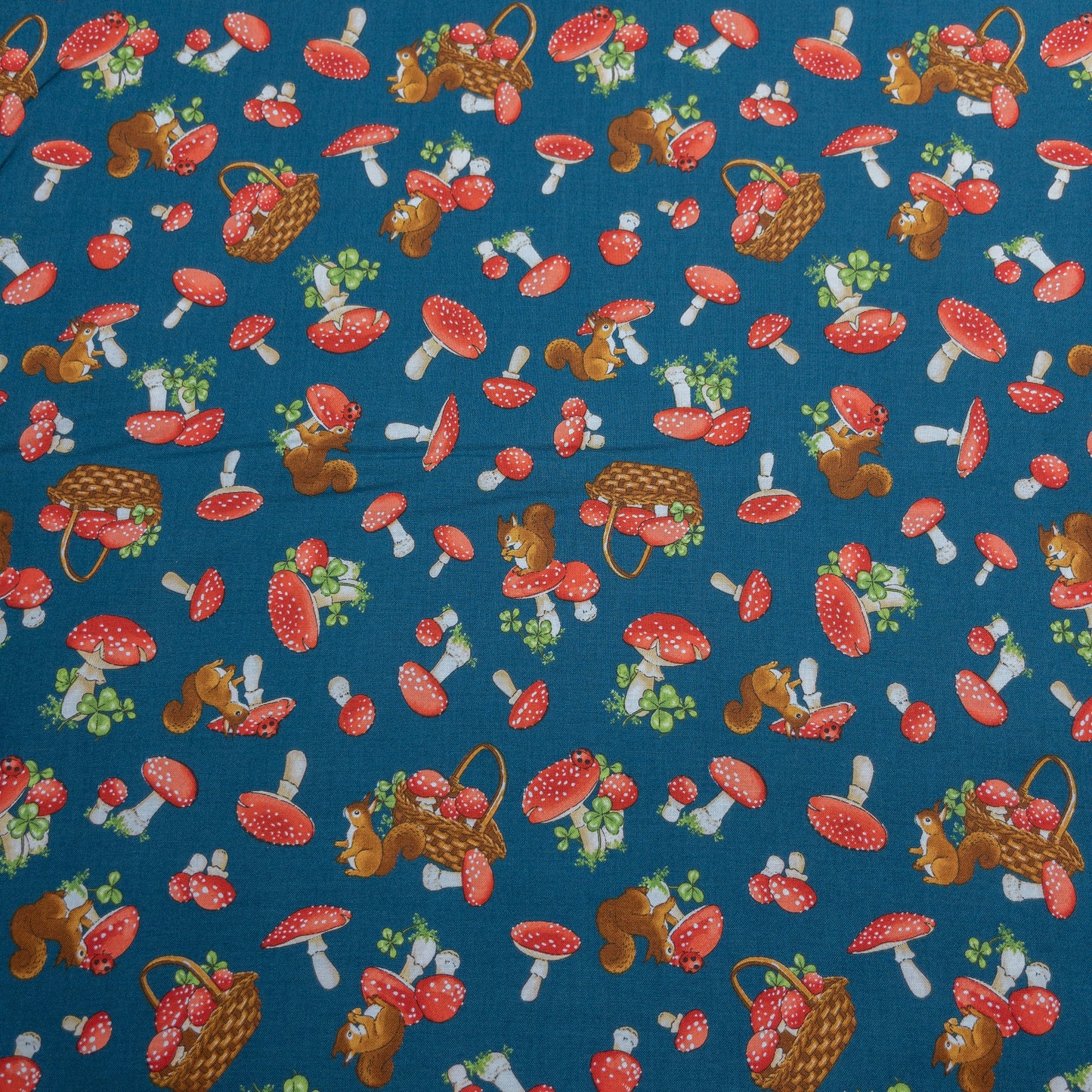 Japan | mushroom & squirrel 蘑菇松鼠 | cotton printed sheeting 純棉