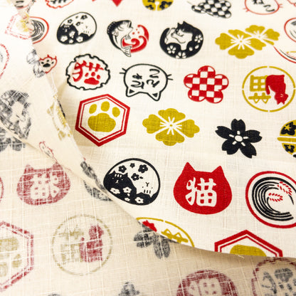 Japan | 和風貓貓圖案 | cotton printed dobby 純棉竹節