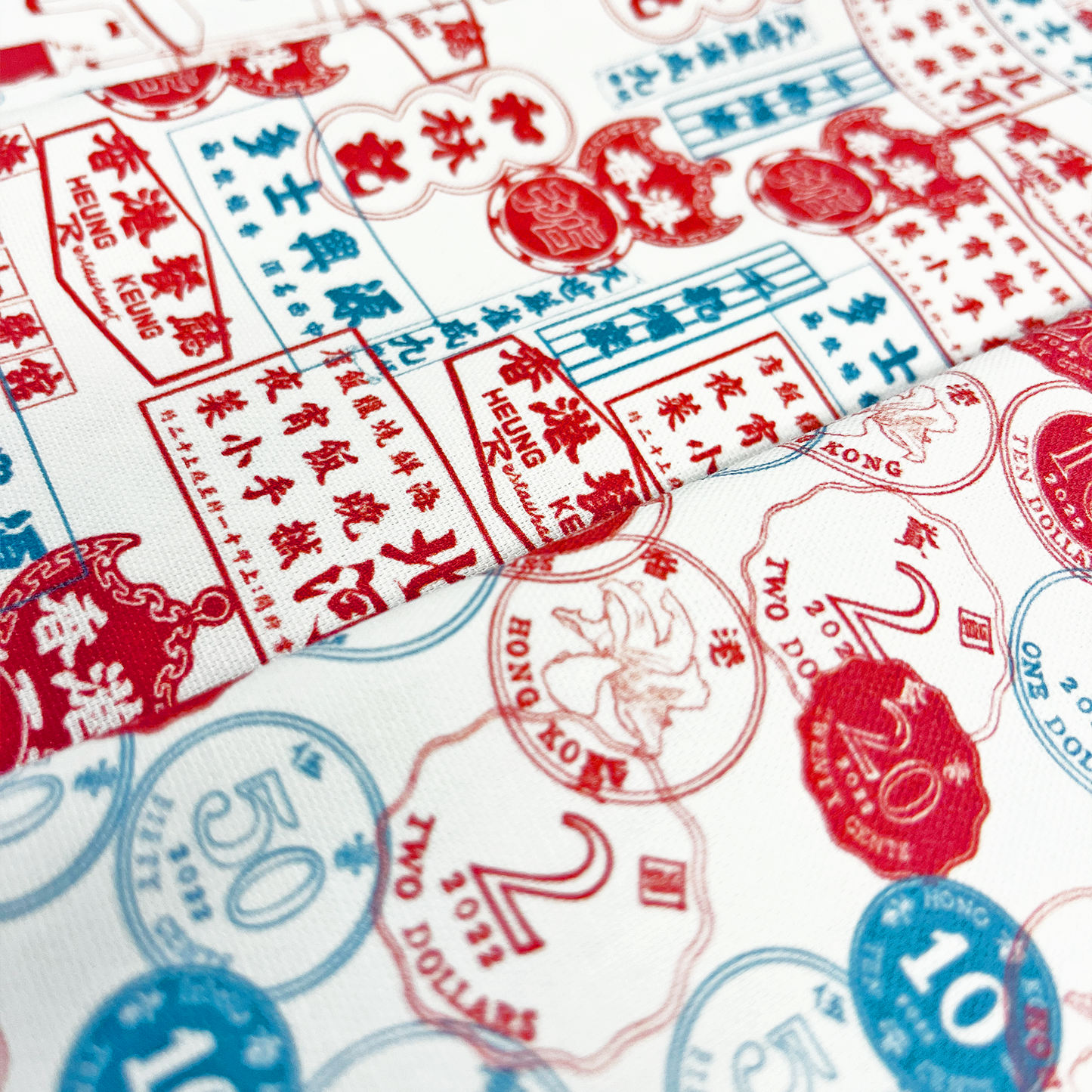 【K‧T FABRIC】紅白藍「傢俬電器」 red-white-blue ''home furniture & appliance'' cotton printed oxford 純棉