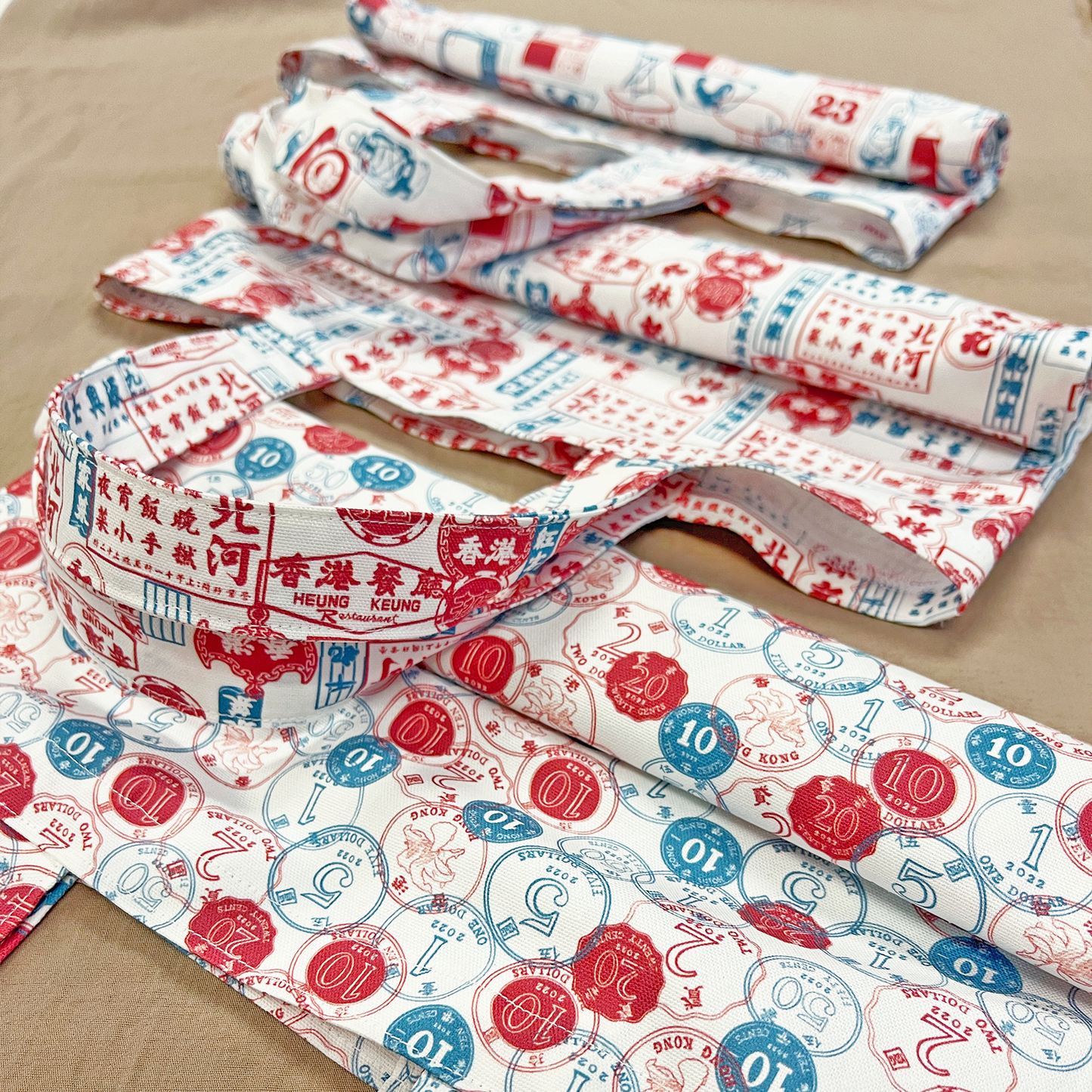 【K‧T FABRIC】紅白藍「傢俬電器」 red-white-blue ''home furniture & appliance'' cotton printed oxford 純棉