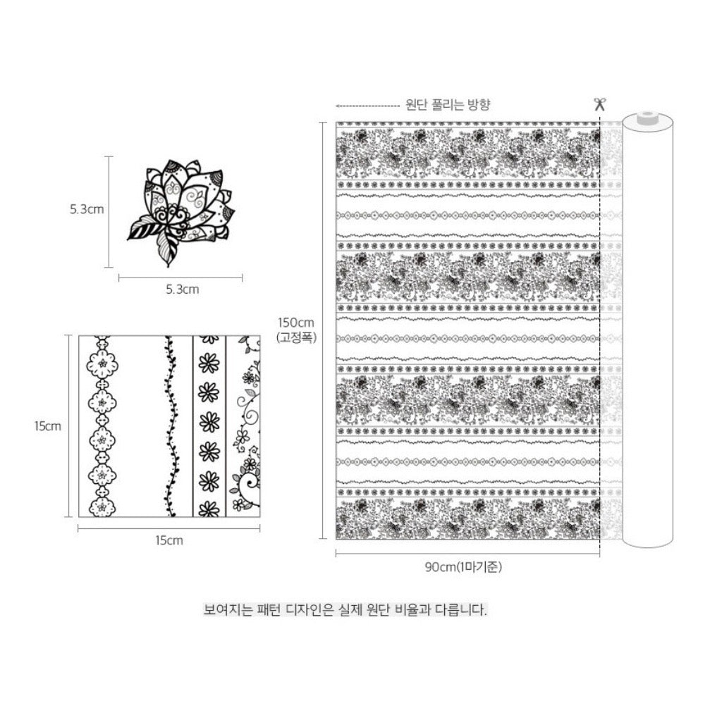 [韓國] 黑色線條花紋雨傘布