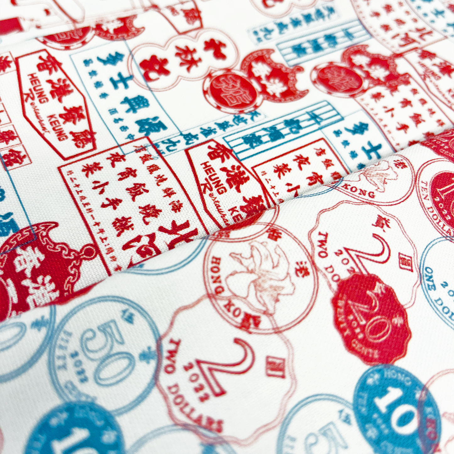 【K‧T FABRIC】紅白藍「硬幣」 red-white-blue ''coins'' cotton printed oxford 純棉