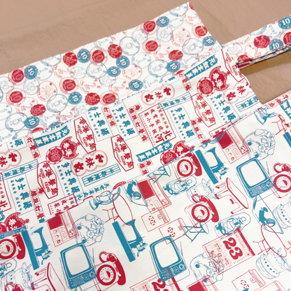 【K‧T FABRIC】紅白藍「傢俬電器」 red-white-blue ''home furniture & appliance'' cotton printed oxford 純棉